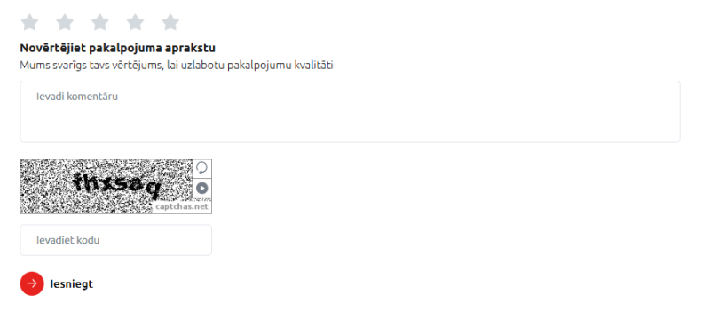 Pakalpojuma novērtēšanas komponente