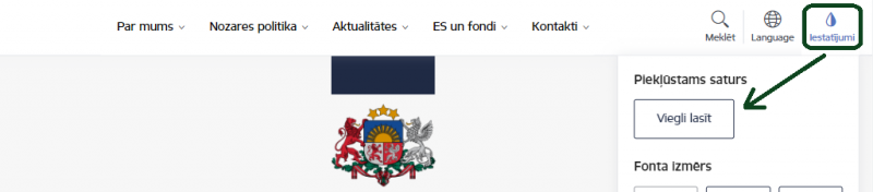 Iestatījumi, Viegli lasīt
