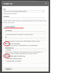 Saites pievienošanas iespēju logs