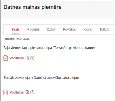 Datnes maiņas piemērs