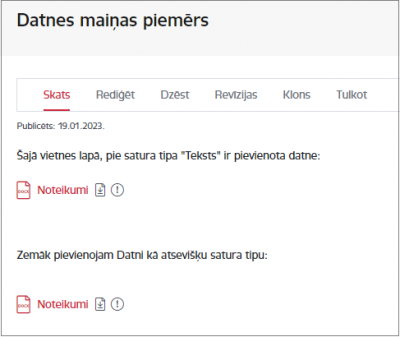 Datnes maiņas piemērs