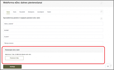 eDoc datnes pievienošana webformai - pamācība