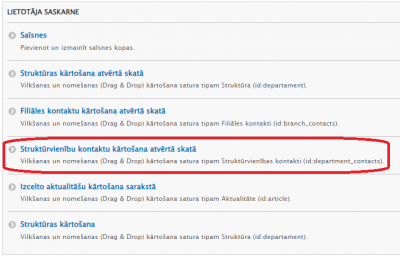 Kontaktu kārtošana vietnē