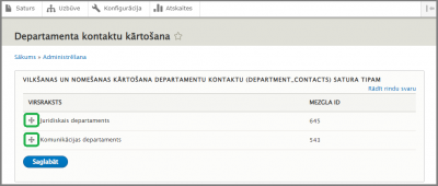 Kontaktu kārtošana vietnē