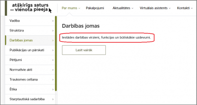 Ievadteksts vietnes izvēlnē