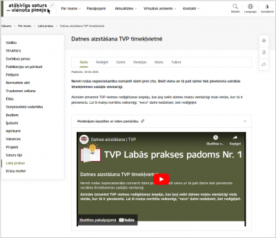 YouTube video pievienošana TVP tīmekļvietnei