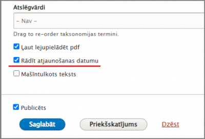 Piemērs - atjaunināšanas datuma pievienošana