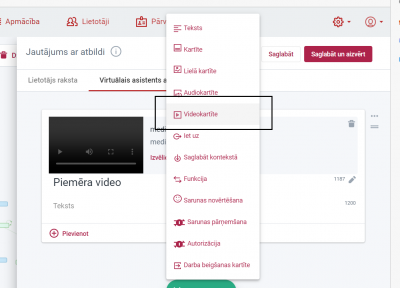 Video pievienošana