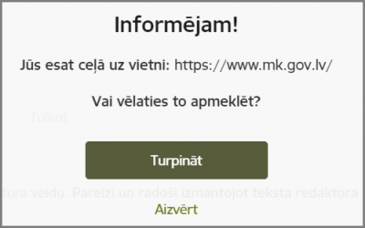 Ārējās saites iestatījumu pievienošana