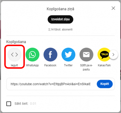 YouTube video pievienošana TVP tīmekļvietnei