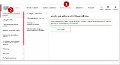 Ievadteksts vietnes izvēlnē