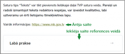 Ārējās saites iestatījumu pievienošana