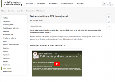 YouTube video pievienošana TVP tīmekļvietnei