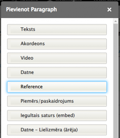 References pievienošana