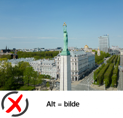 Nepareizi veidots Alt teksts, aprakstā izmantots vārds - bilde