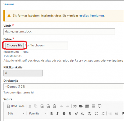 Datnes maiņas piemērs