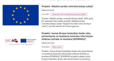 Projektu attēli ar ES logo un karogu