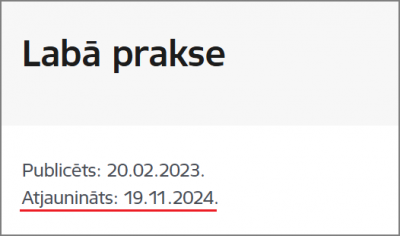 Satura publicēšanas un atjaunināšanas datums